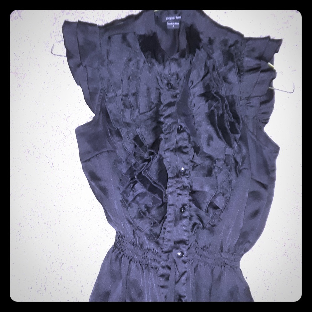 Black blouse with ruffles